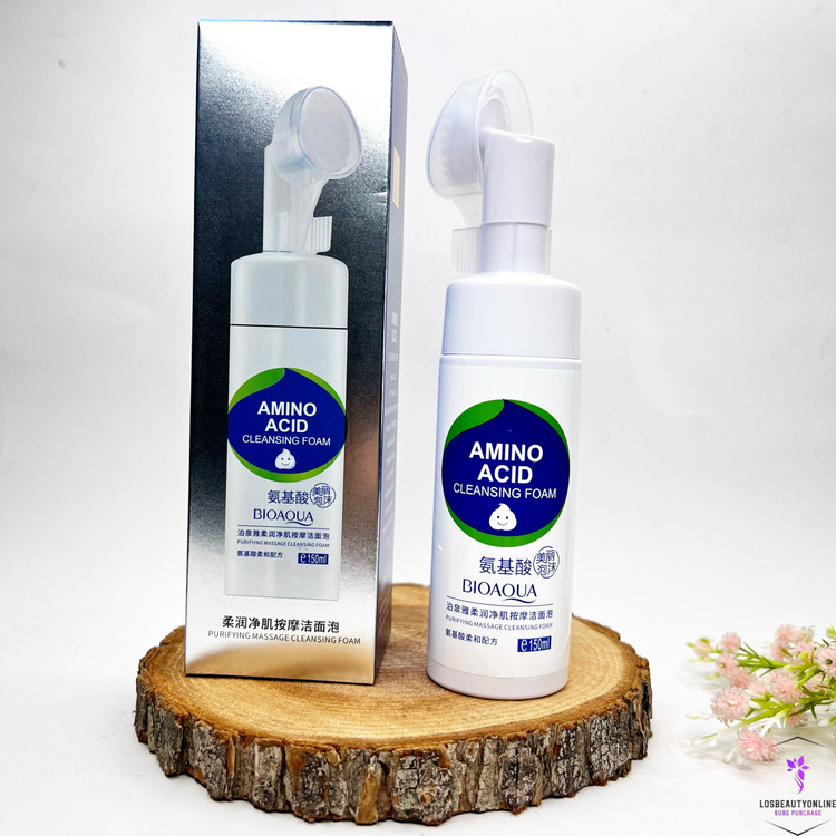 فوم شستشو صورت براش دار آمینو اسید بیوآکوا، مناسب برای پاکسازی و آبرسانی پوست