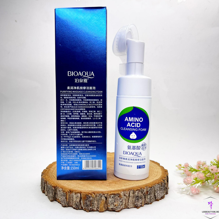 فوم شستشو صورت براش دار آمینو اسید بیوآکوا، مناسب برای پاکسازی و آبرسانی پوست